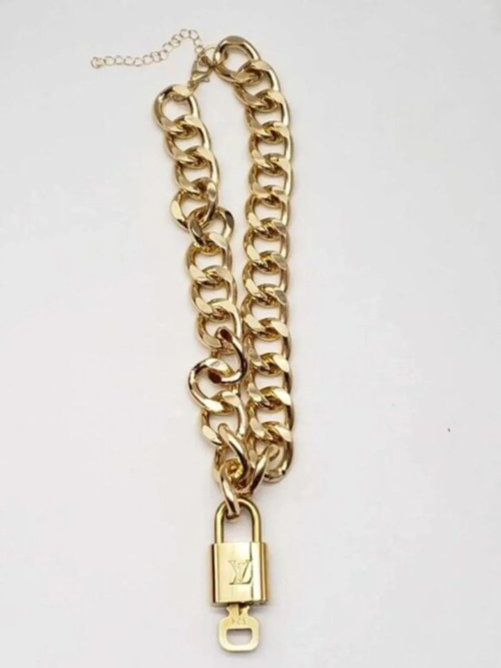 Gold-Plated Necklace with Authentic Louis Vuitton Padlock